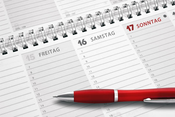 excerpt from calendar with pen