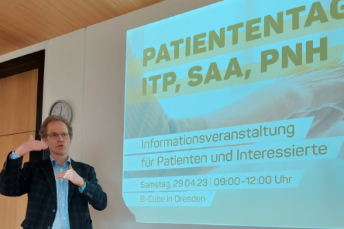 Prof. Schubert auf dem 1. Patiententag ITP/SAA/PNH in Dresden